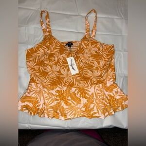 💕 Boho Chic NWT Tropical Resort Sweetheart Neckline Peplum Hem XL Tank Top